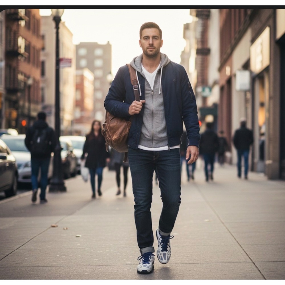 NIKE‎ AIR MAX Fit Sole  Mens White Navy Blue Sneakers Shoes 429889-104 8.5